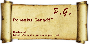Popesku Gergő névjegykártya